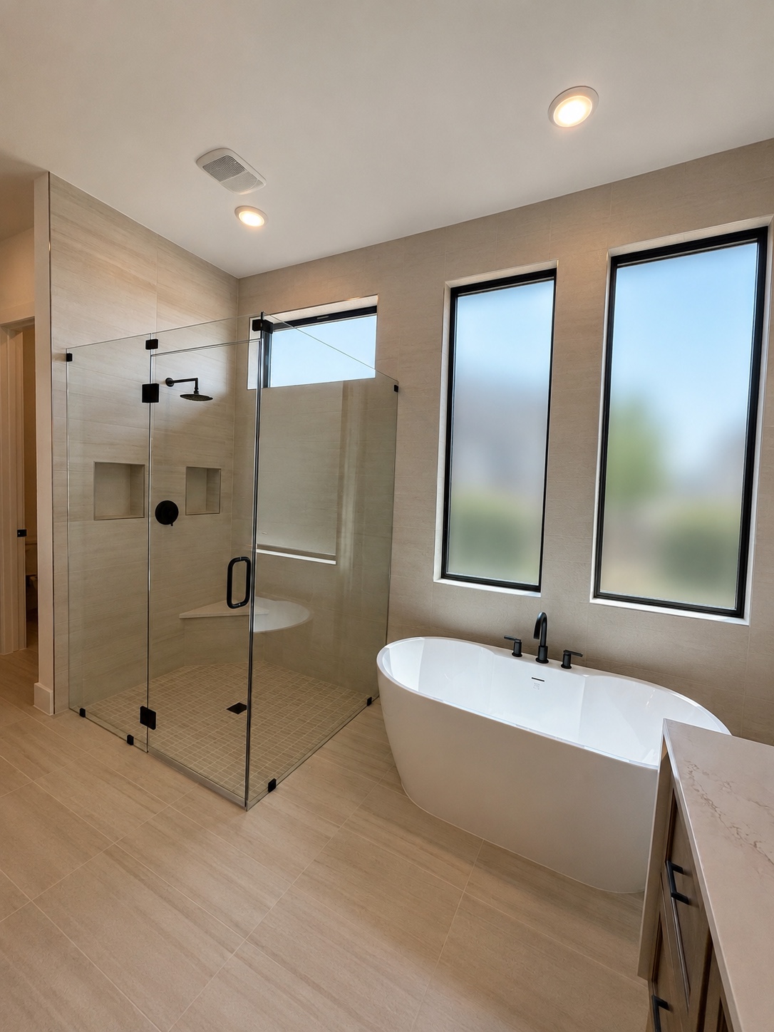 Completed primary bathroom remodeling project