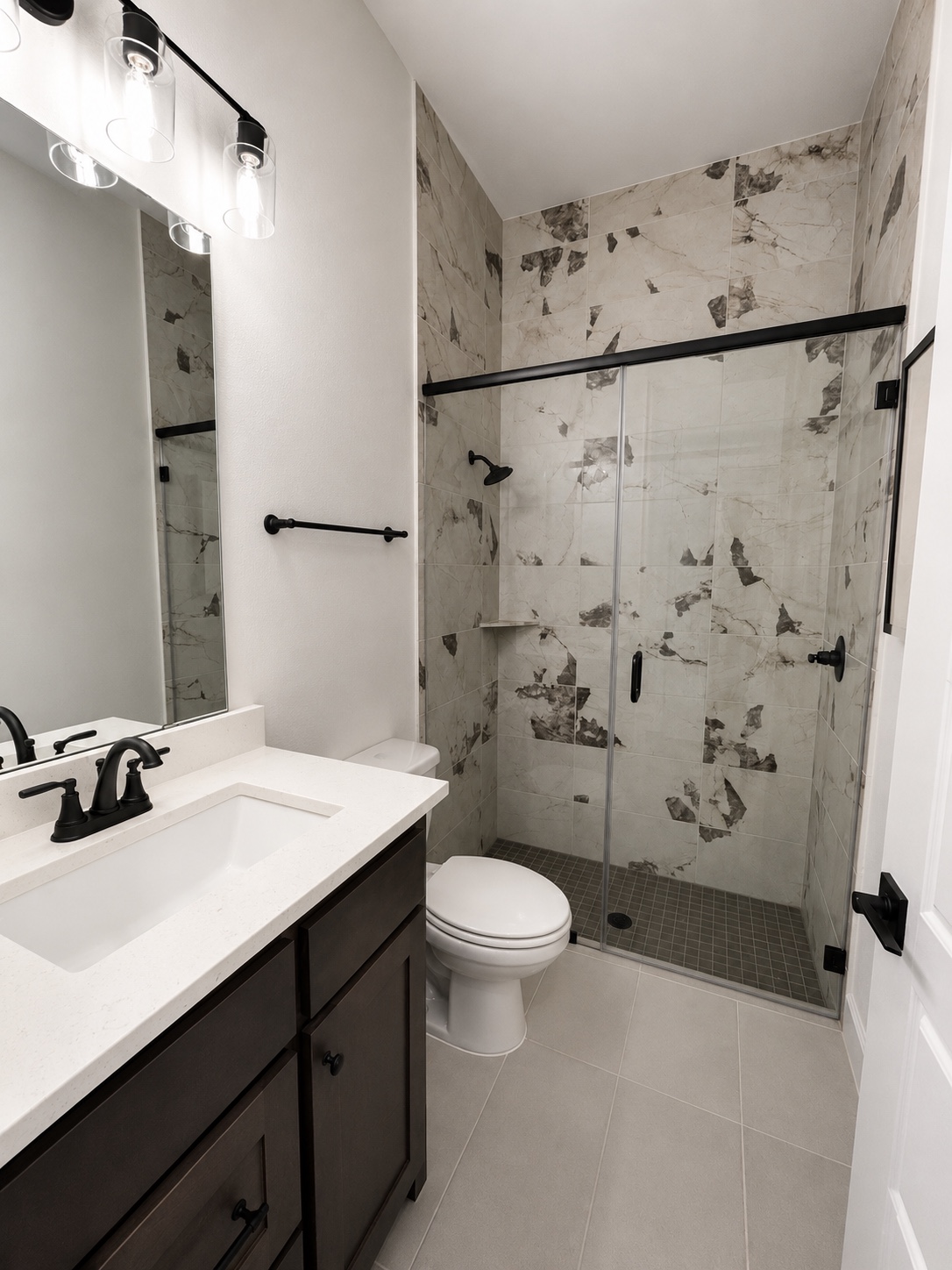 Modern tiled shower bathroom update